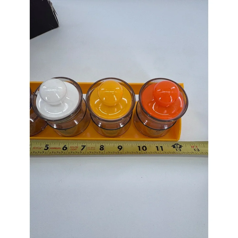 Vintage Storage Jar Set with Utility Rack 5pc Retro Kitchen Spice Office MCM